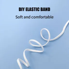 1/6 Inch(4mm)Flat Braided Elastic Cord/White Elastic Band (50 yards)