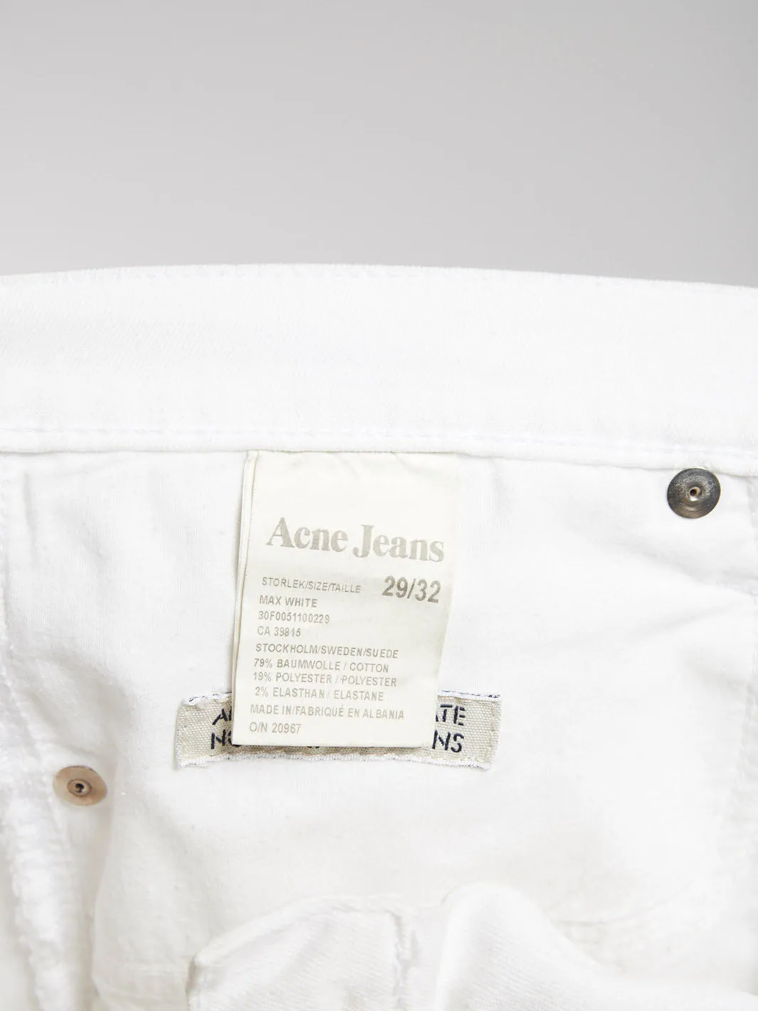 2010 Acne Jeans white slim jeans