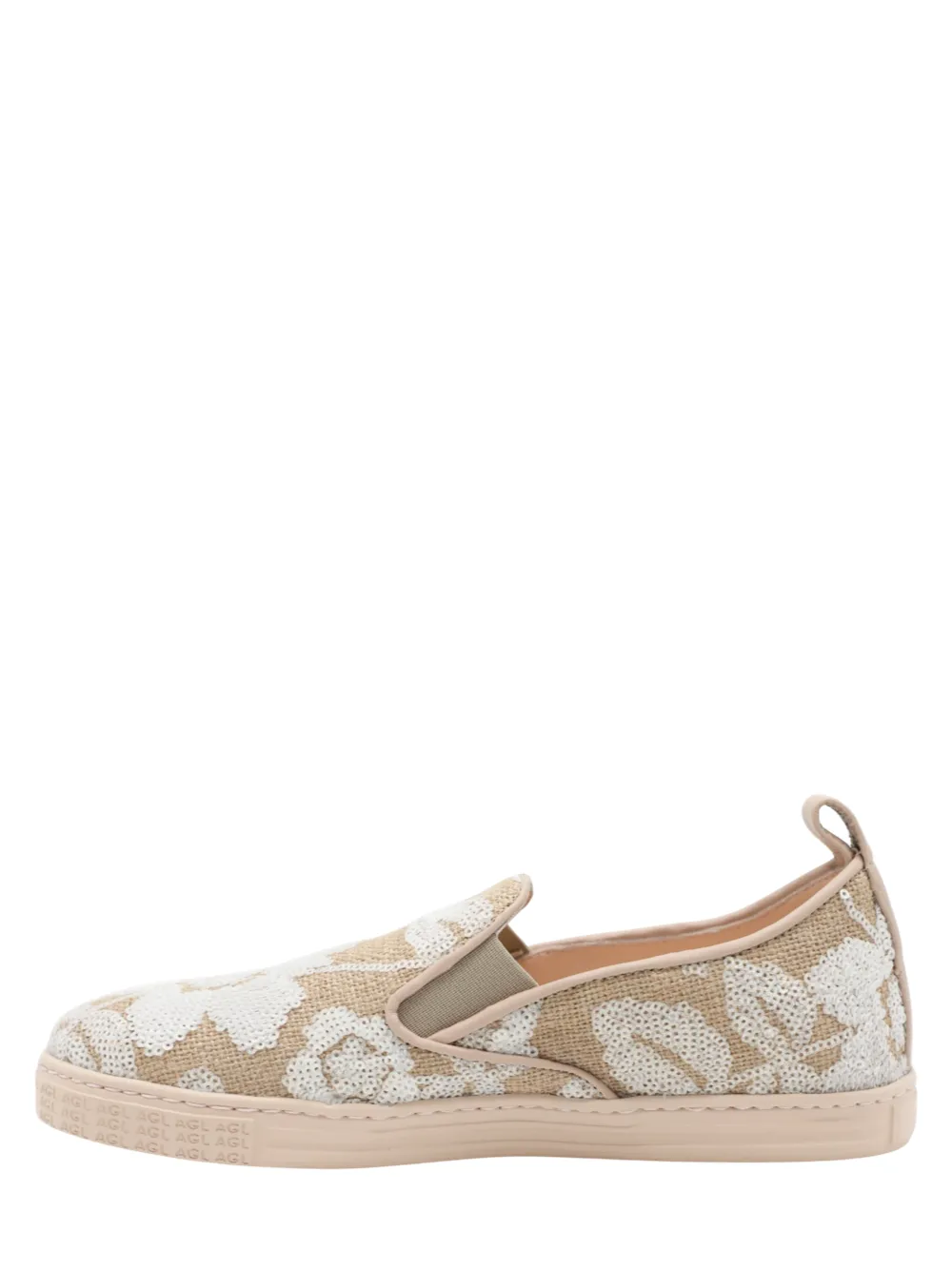 AGL Gaia Jardin Slip-On Sneaker with Sequins in White/Ghibli