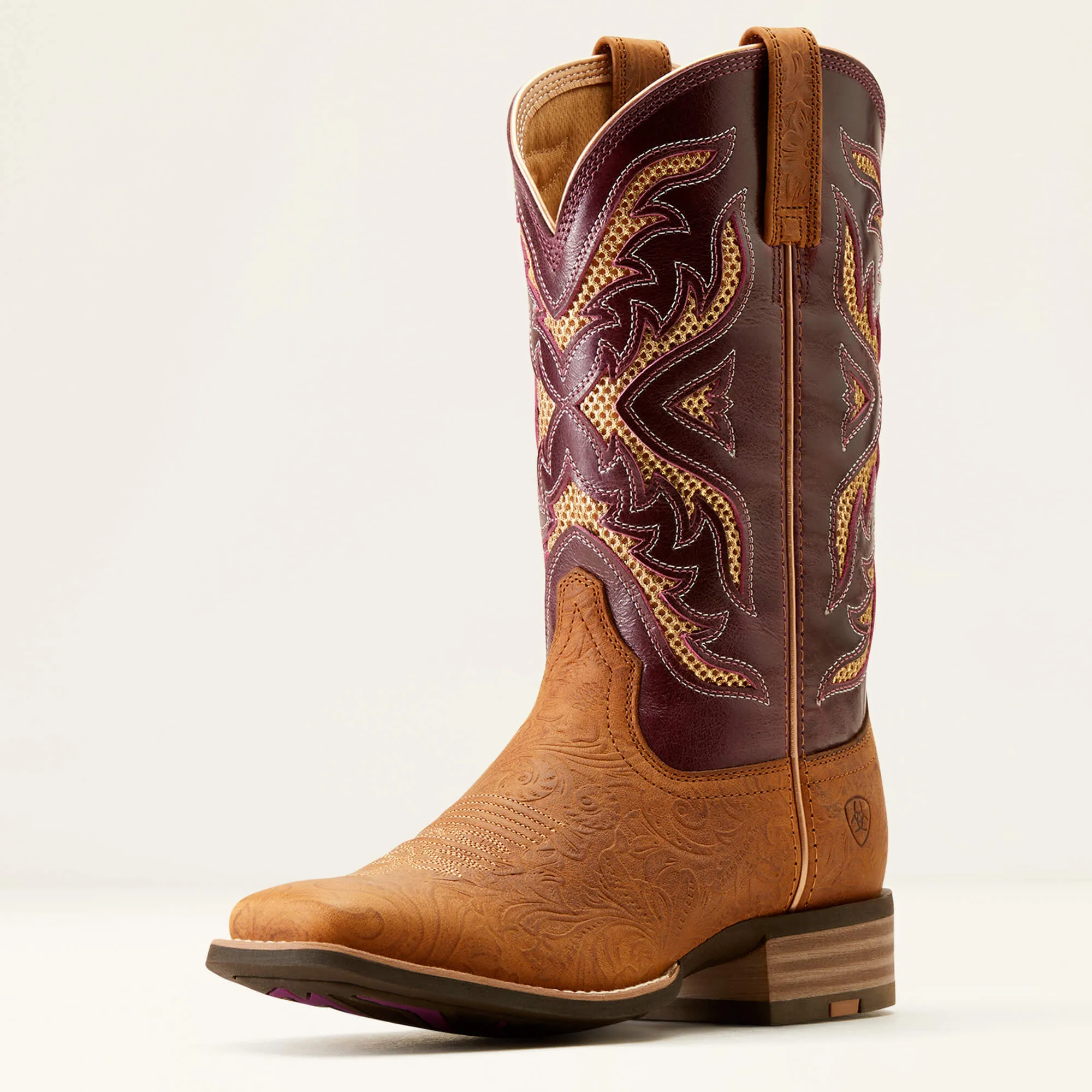 ARIAT WOMEN'S 10051023 San Angelo VentTEK 360 Western Boot TOOLED TOASTED ALMOND