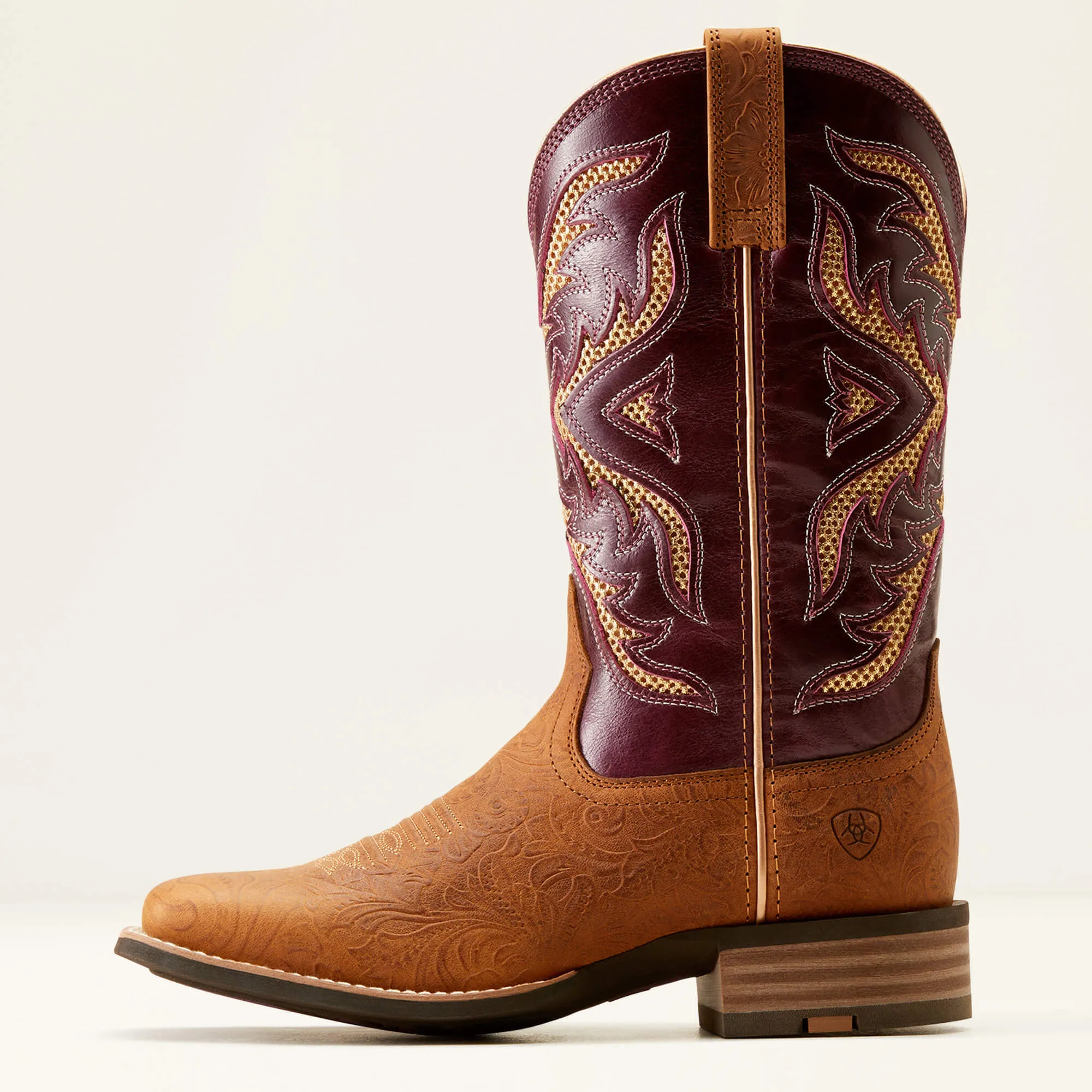 ARIAT WOMEN'S 10051023 San Angelo VentTEK 360 Western Boot TOOLED TOASTED ALMOND