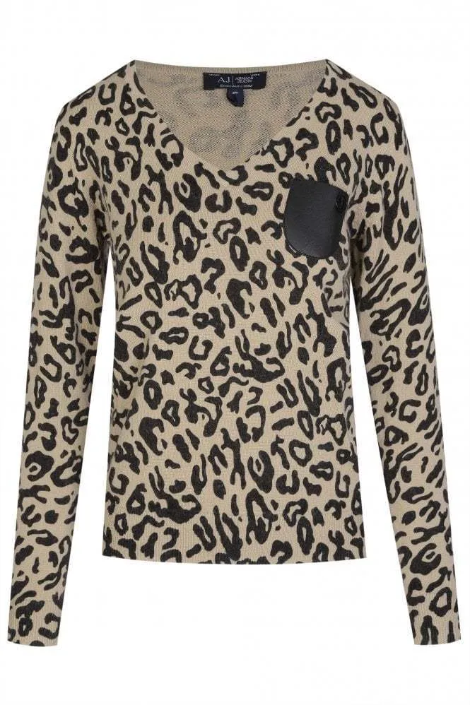 ARMANI JEANS  |Leopard Patterns V-neck & Crew neck