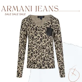 ARMANI JEANS  |Leopard Patterns V-neck & Crew neck