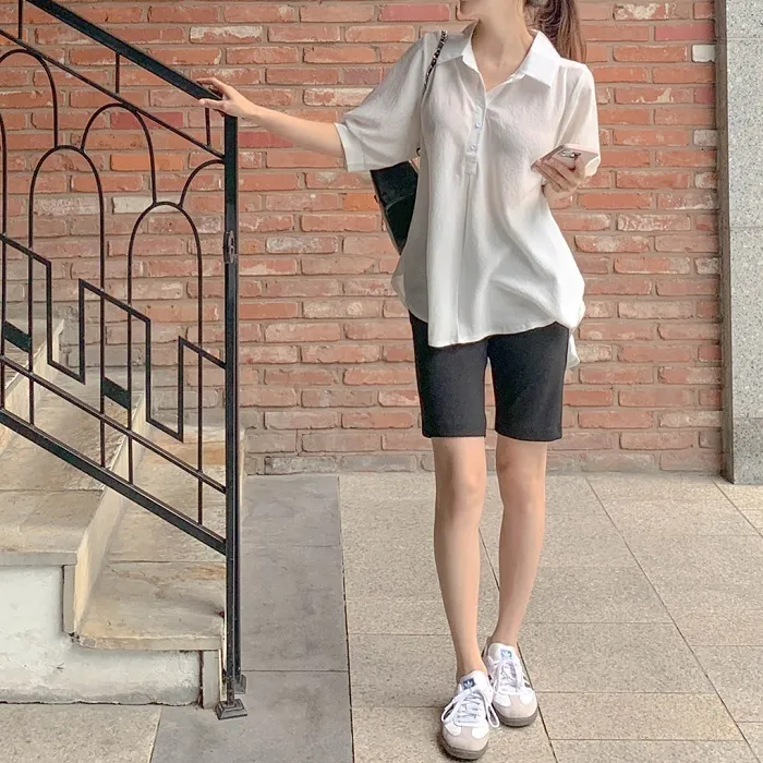 BADDIARY  |Casual Style Plain Short Sleeves Shirts & Blouses