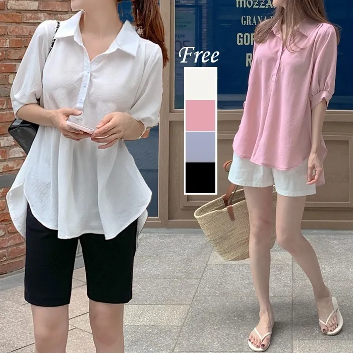 BADDIARY  |Casual Style Plain Short Sleeves Shirts & Blouses