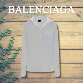 BALENCIAGA  |Long Sleeves Plain Cotton Oversized Front Button