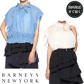 Barneys New York  |Plain Cotton Short Sleeves Shirts & Blouses