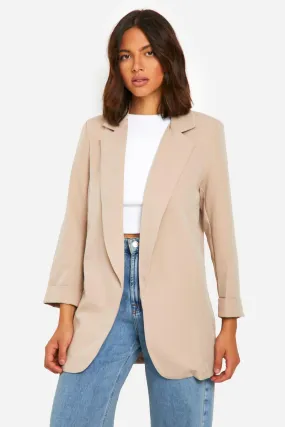 Basic Woven Turn Cuff Relaxed Fit Blazer