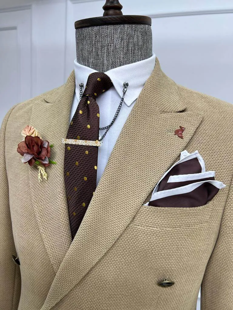 Beige Double Breasted Blazer