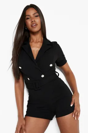 Belted Button Detail Blazer Romper