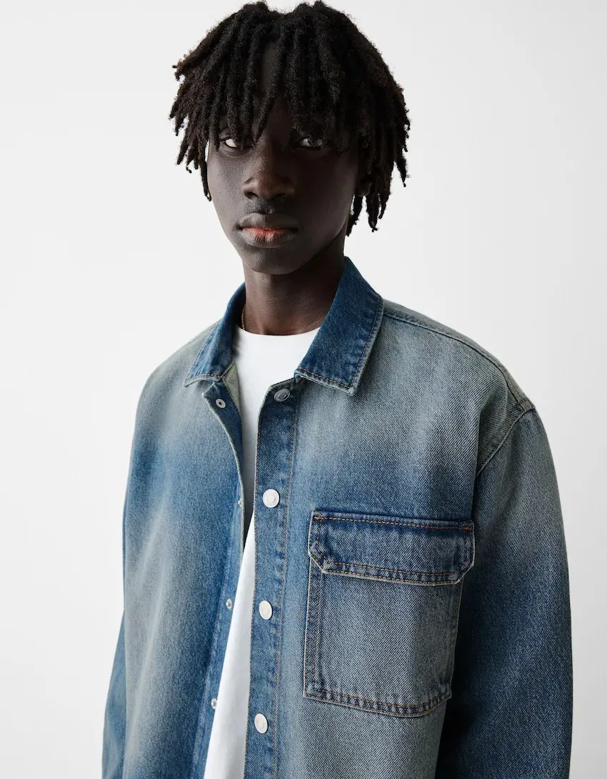 Bershka  |Denim Long Sleeves Shirts