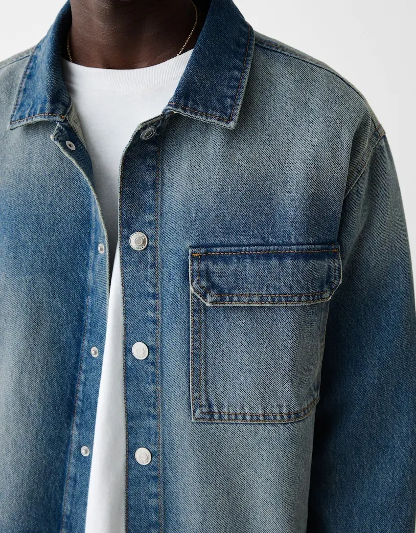 Bershka  |Denim Long Sleeves Shirts