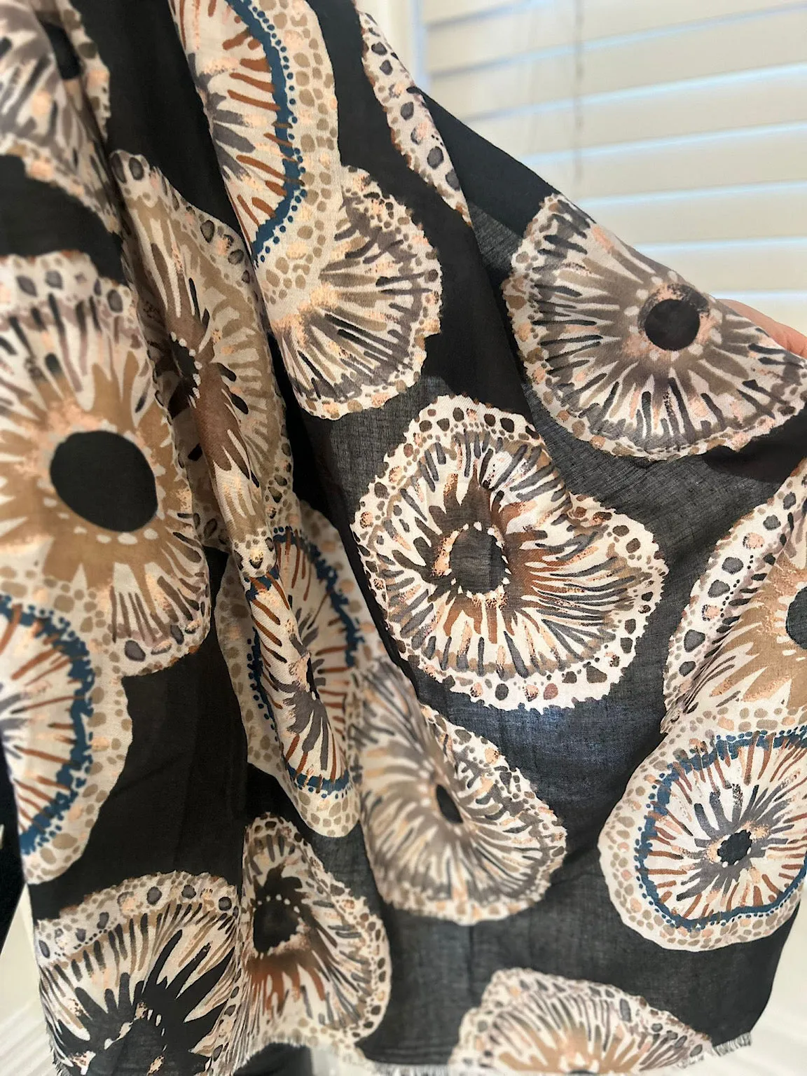 Black Gold Detail Printed Scarf