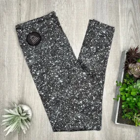 Black Sparkle Glitter Printed Soft Leggings