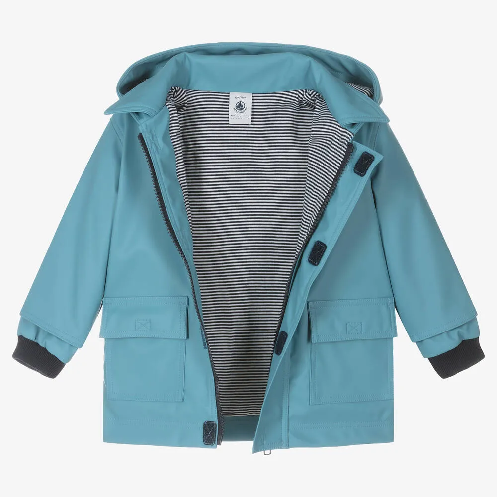 Blue Hooded Raincoat