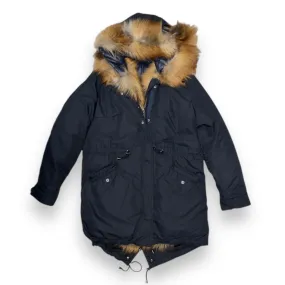 Blue Parka with Natural Red Fox Hood - Daniel's Leather