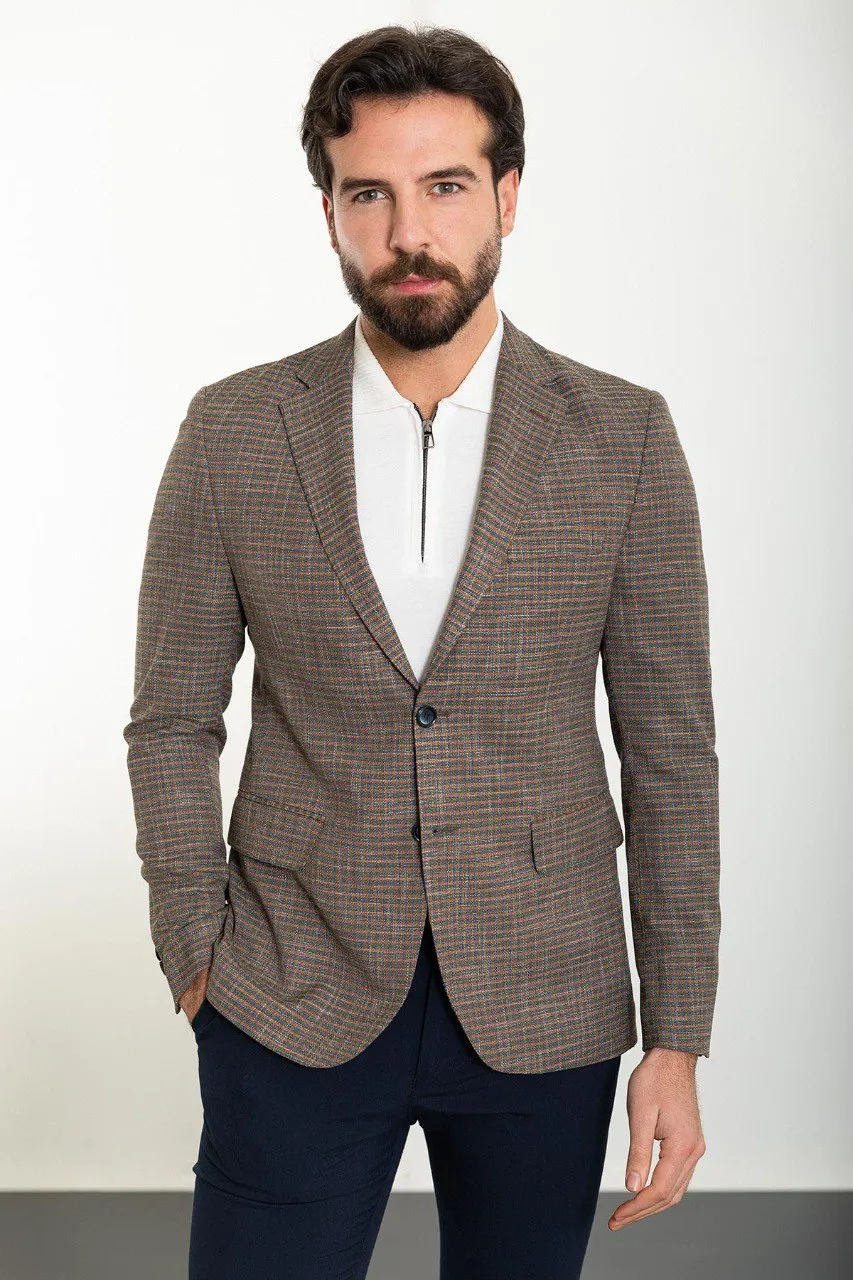 Bojoni Torretta Slim Fit Camel Blazer