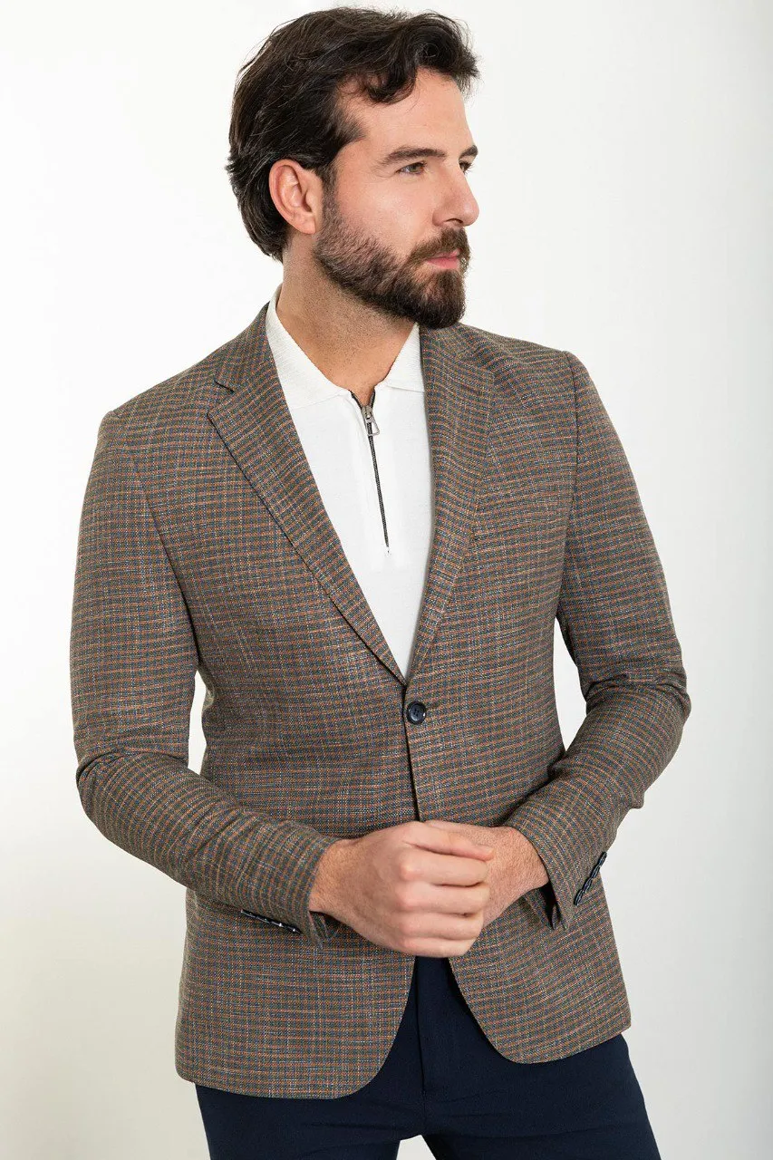 Bojoni Torretta Slim Fit Camel Blazer