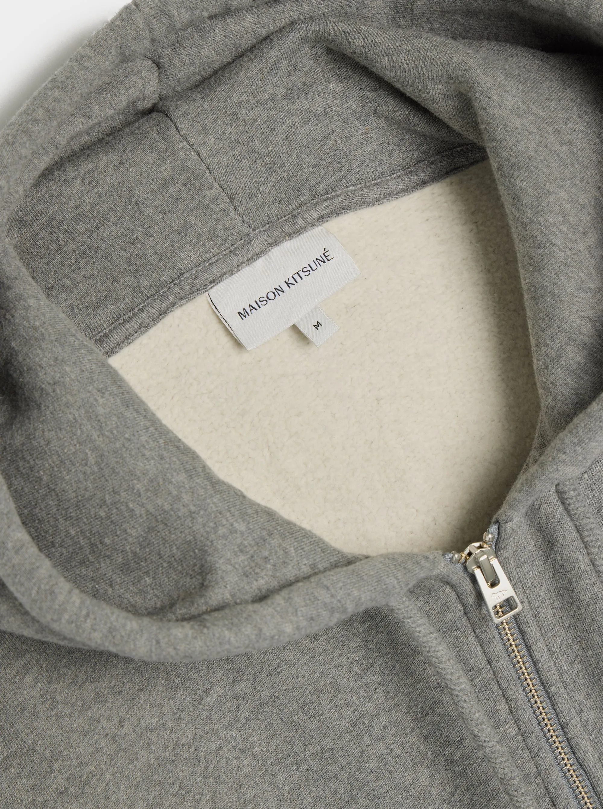 Bold Fox Head Patch Comfort Zipped Hoodie, Medium Grey Melange