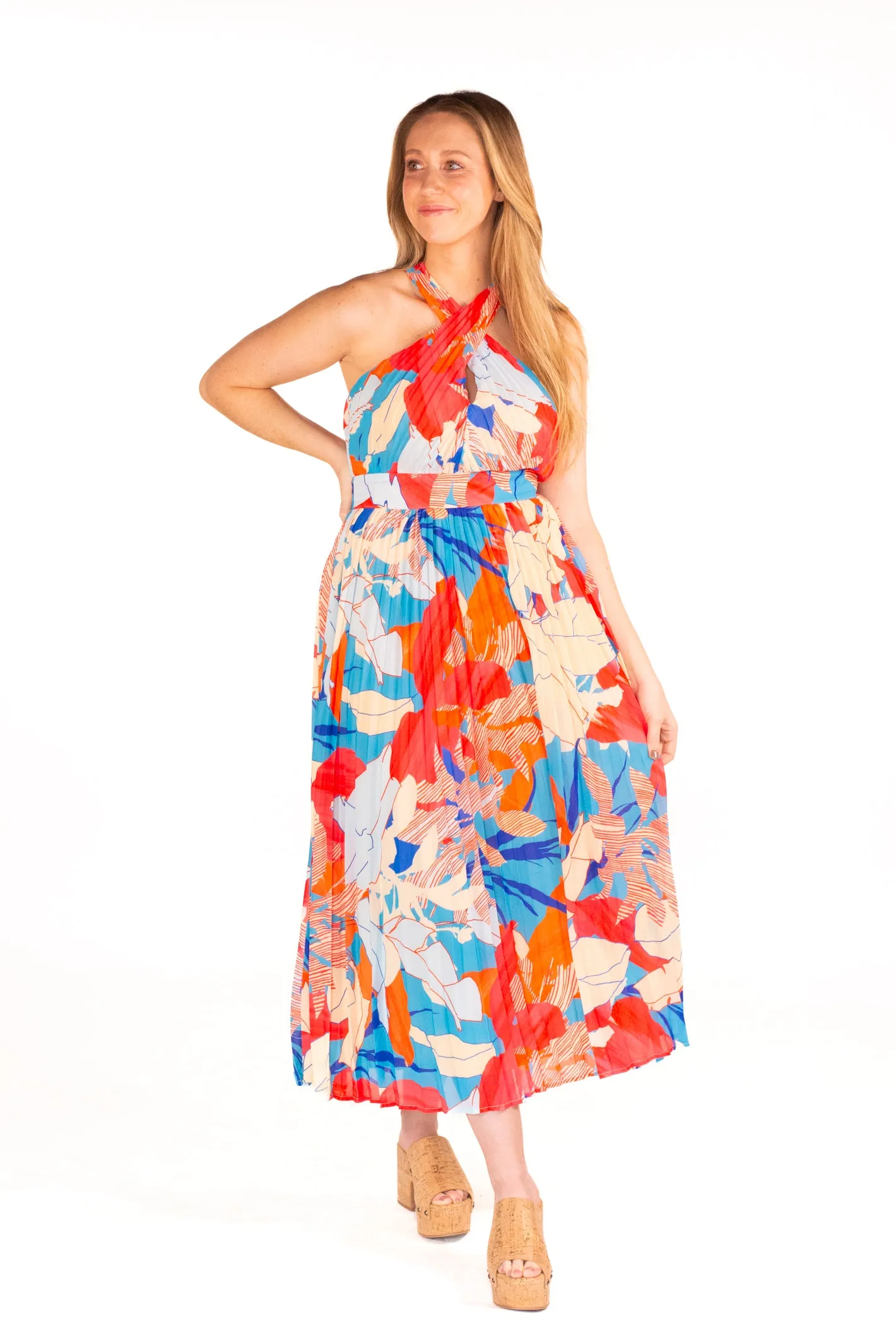 Bright Instinct Cross Front Multicolor Maxi Dress