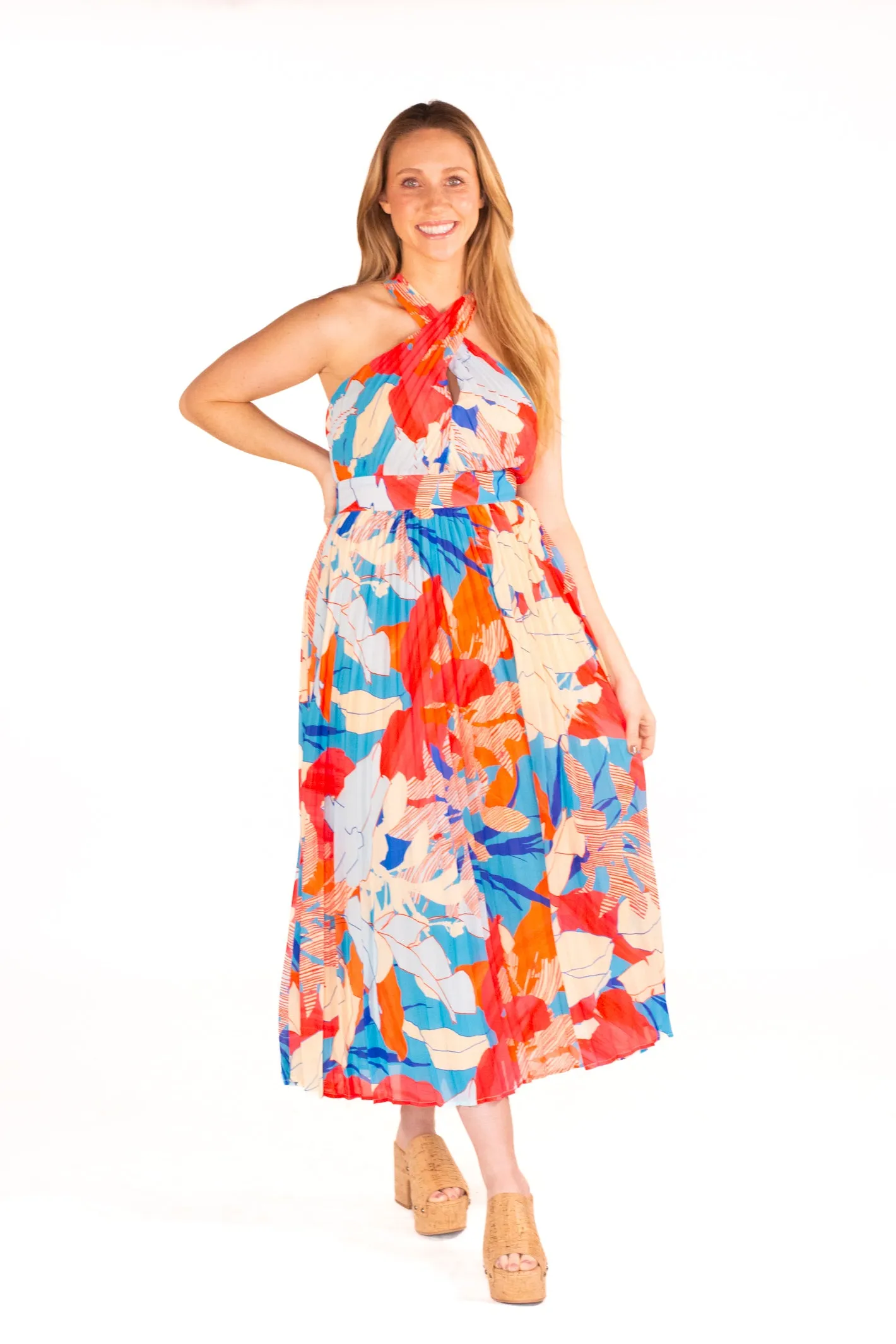 Bright Instinct Cross Front Multicolor Maxi Dress