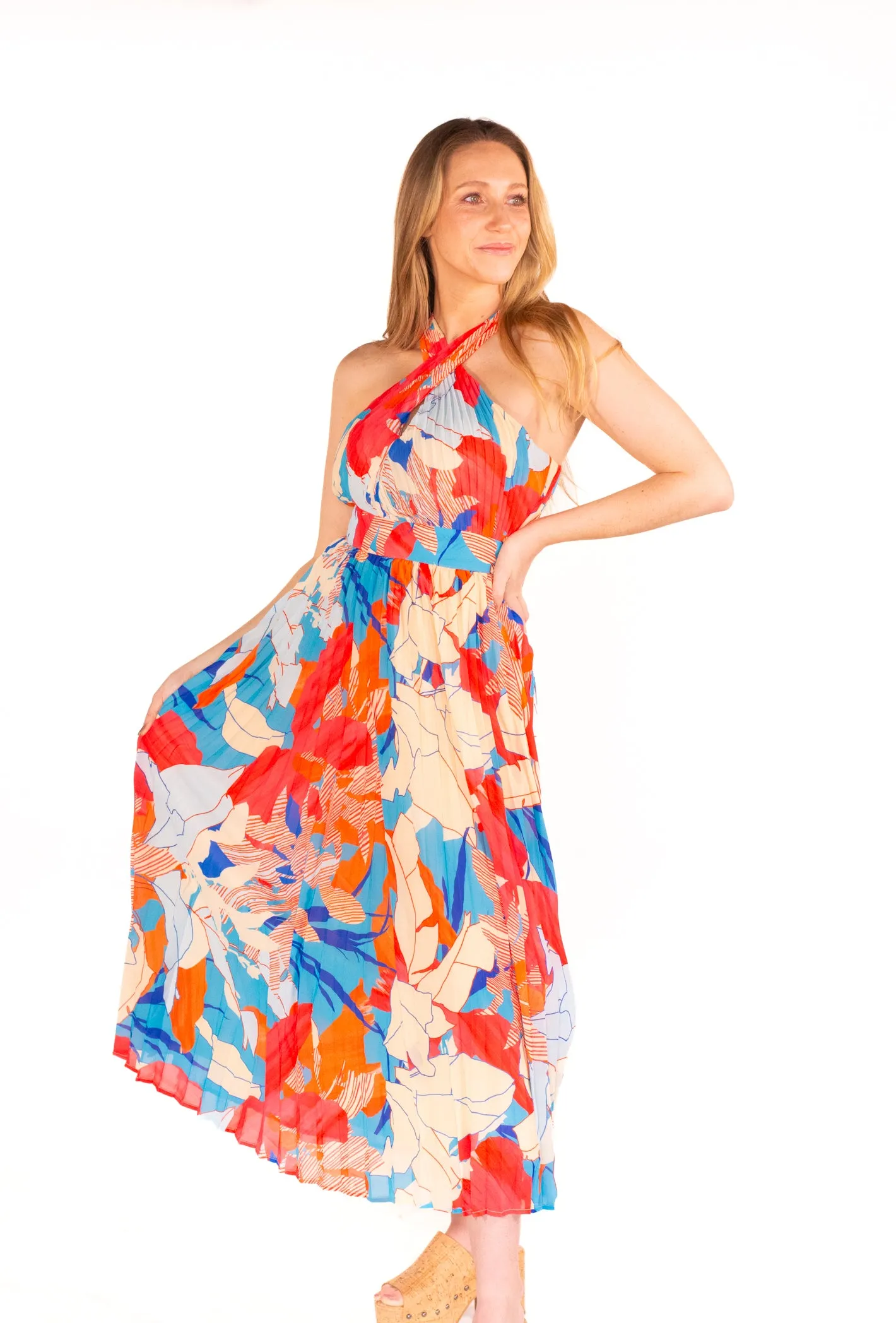 Bright Instinct Cross Front Multicolor Maxi Dress