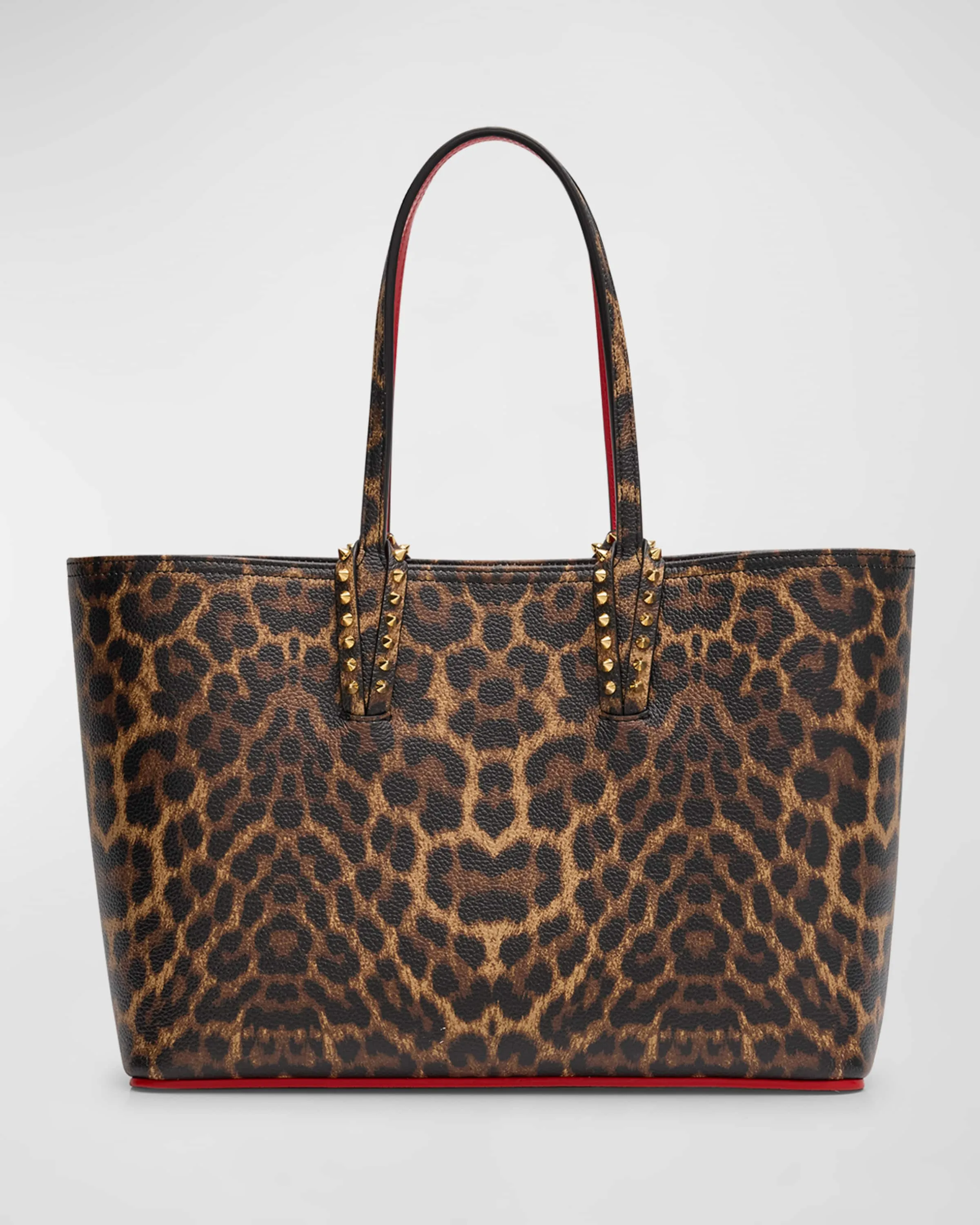 Cabata Small Leopard-Print Leather Tote Bag