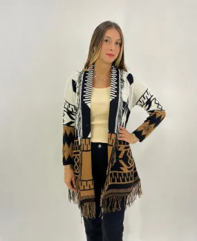 Cardigan fantasia indie con frange