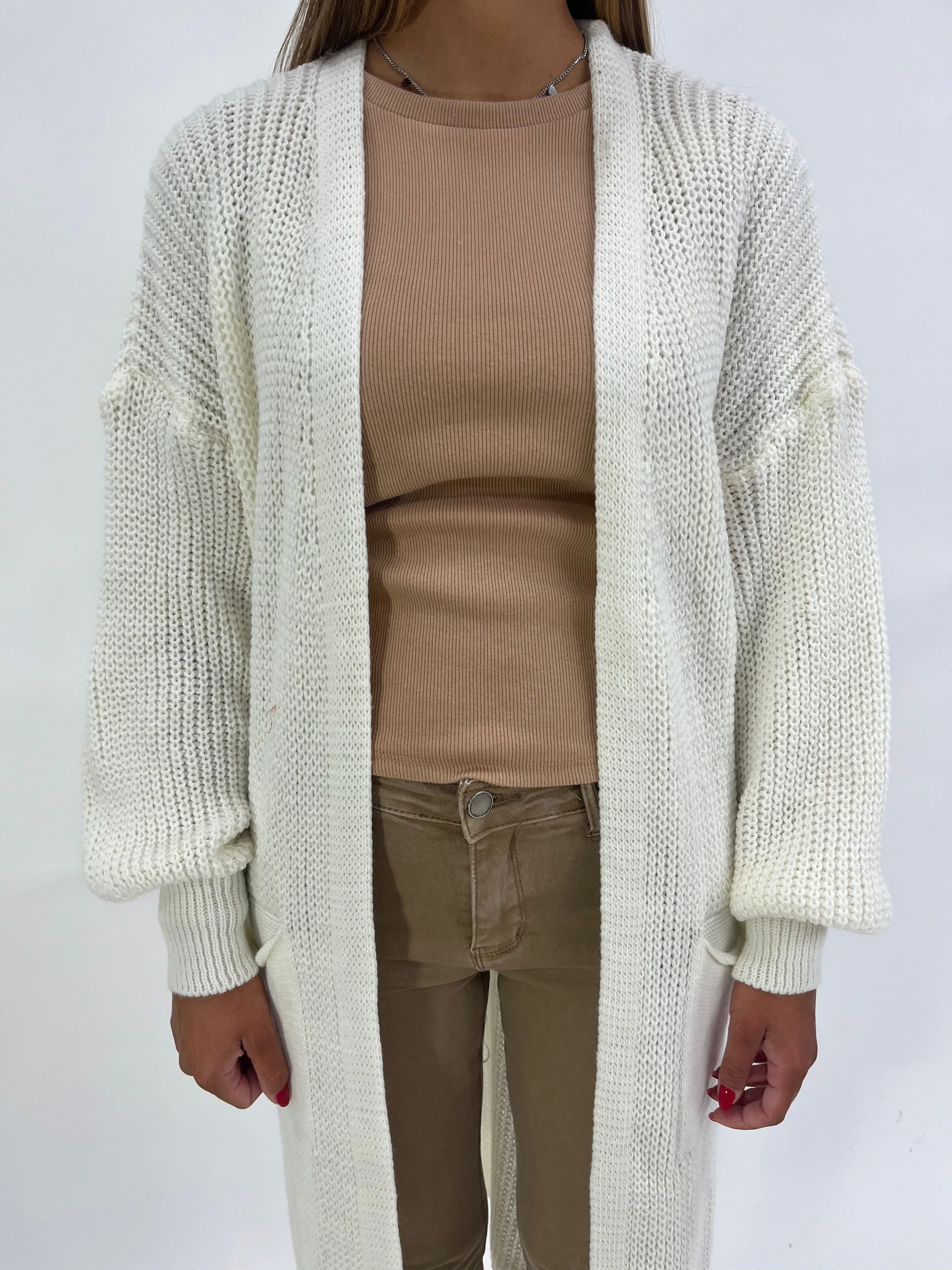 Cardigan lungo con tasche basic