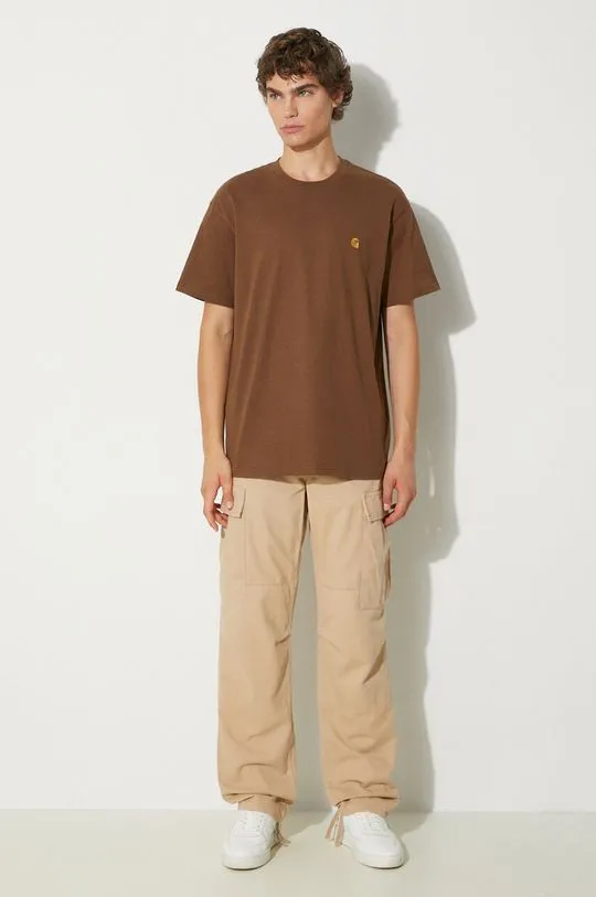 Carhartt WIP cotton trousers brown color