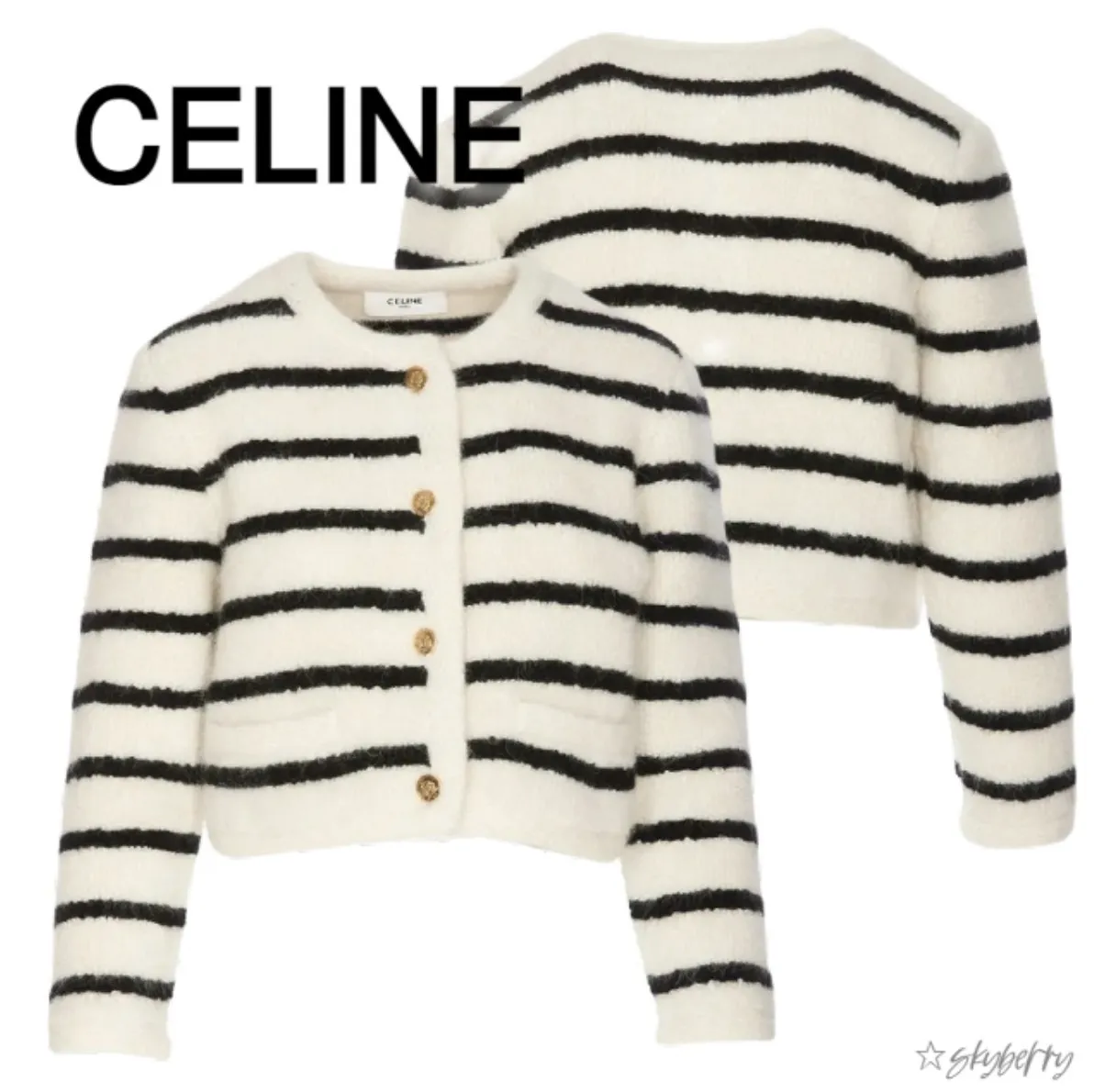 CELINE  |Stripes Long Sleeves Cardigans