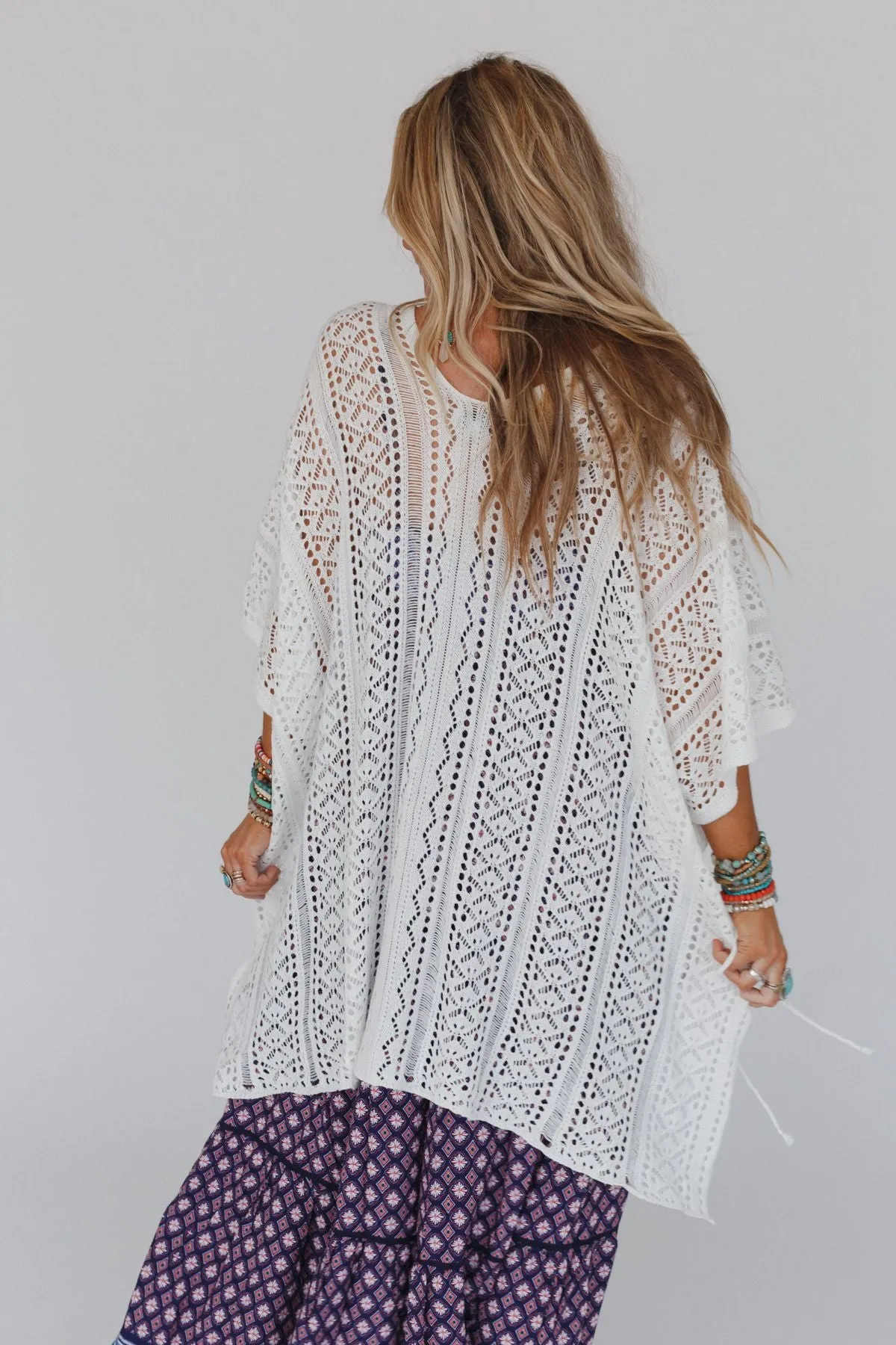 Chase Your Dreams Crochet Kimono - White