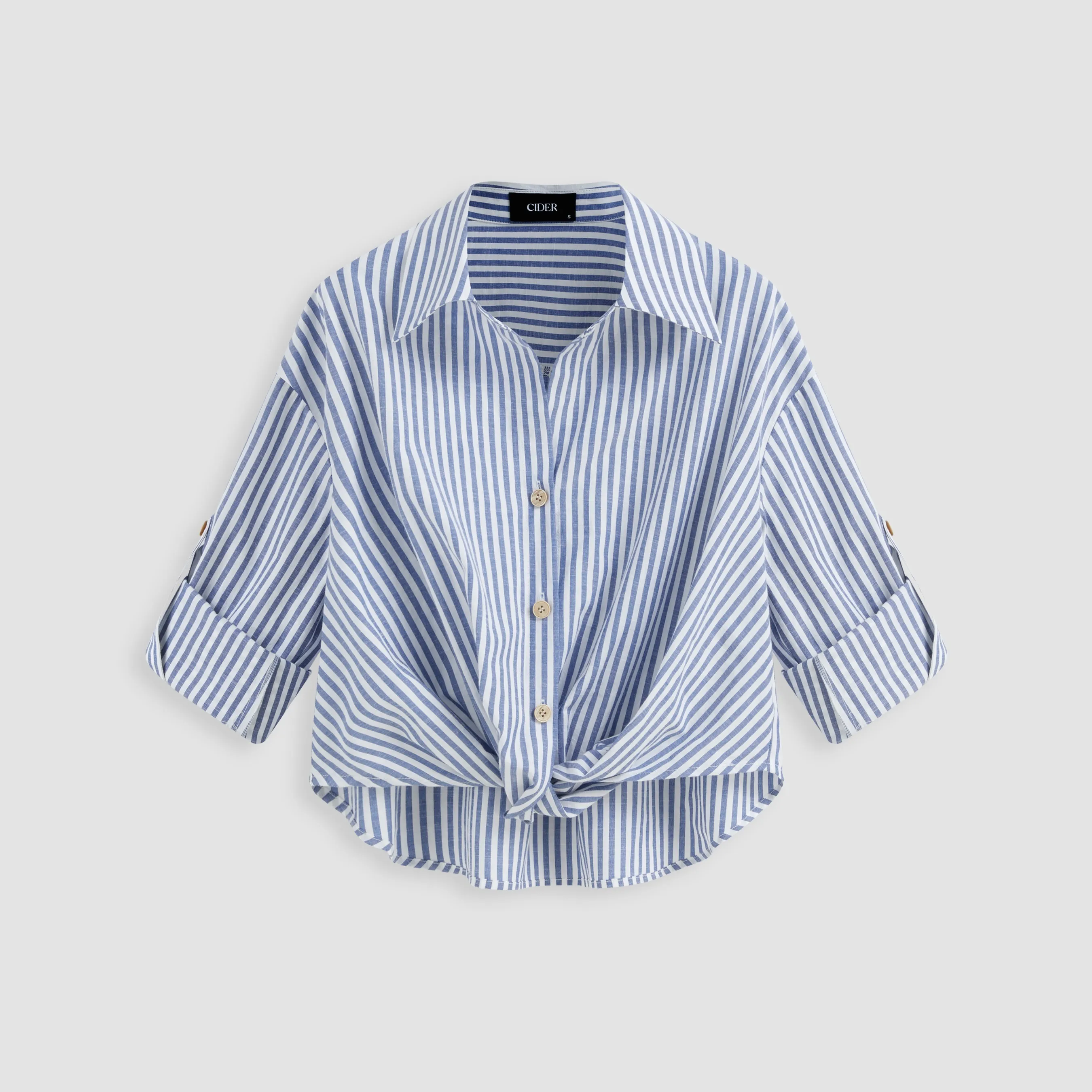 Cider  |Stripes Casual Style Long Sleeves Cotton Oversized