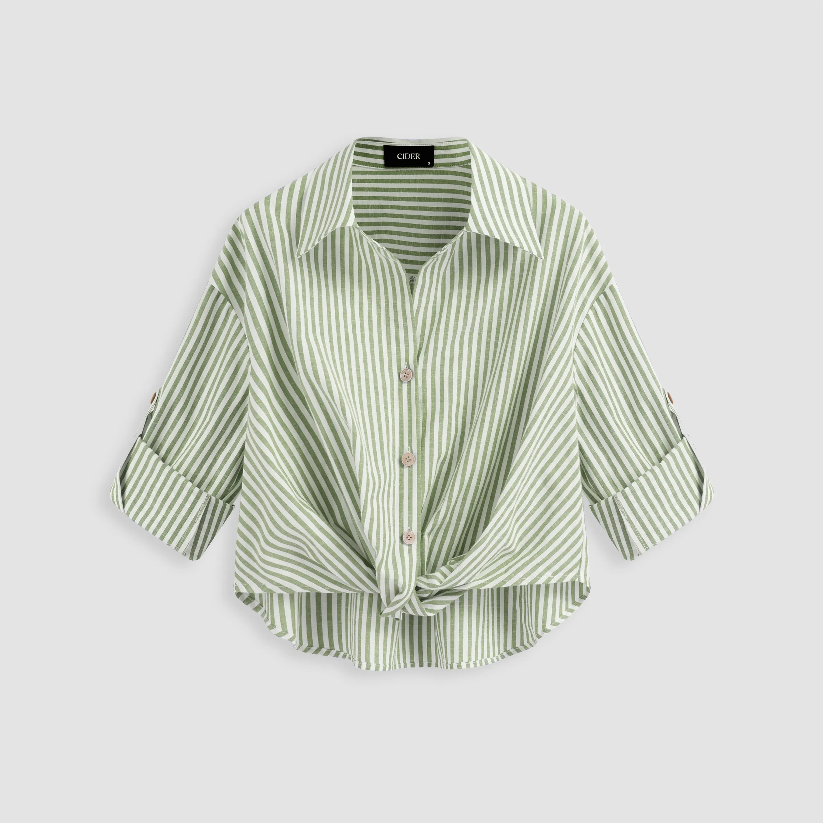 Cider  |Stripes Casual Style Long Sleeves Cotton Oversized