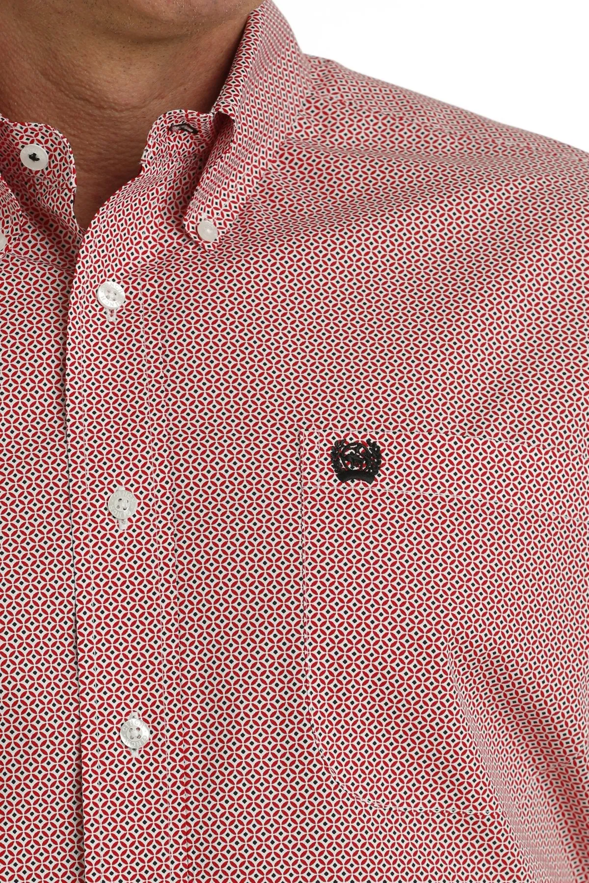 Cinch Red Geo Print Shirt