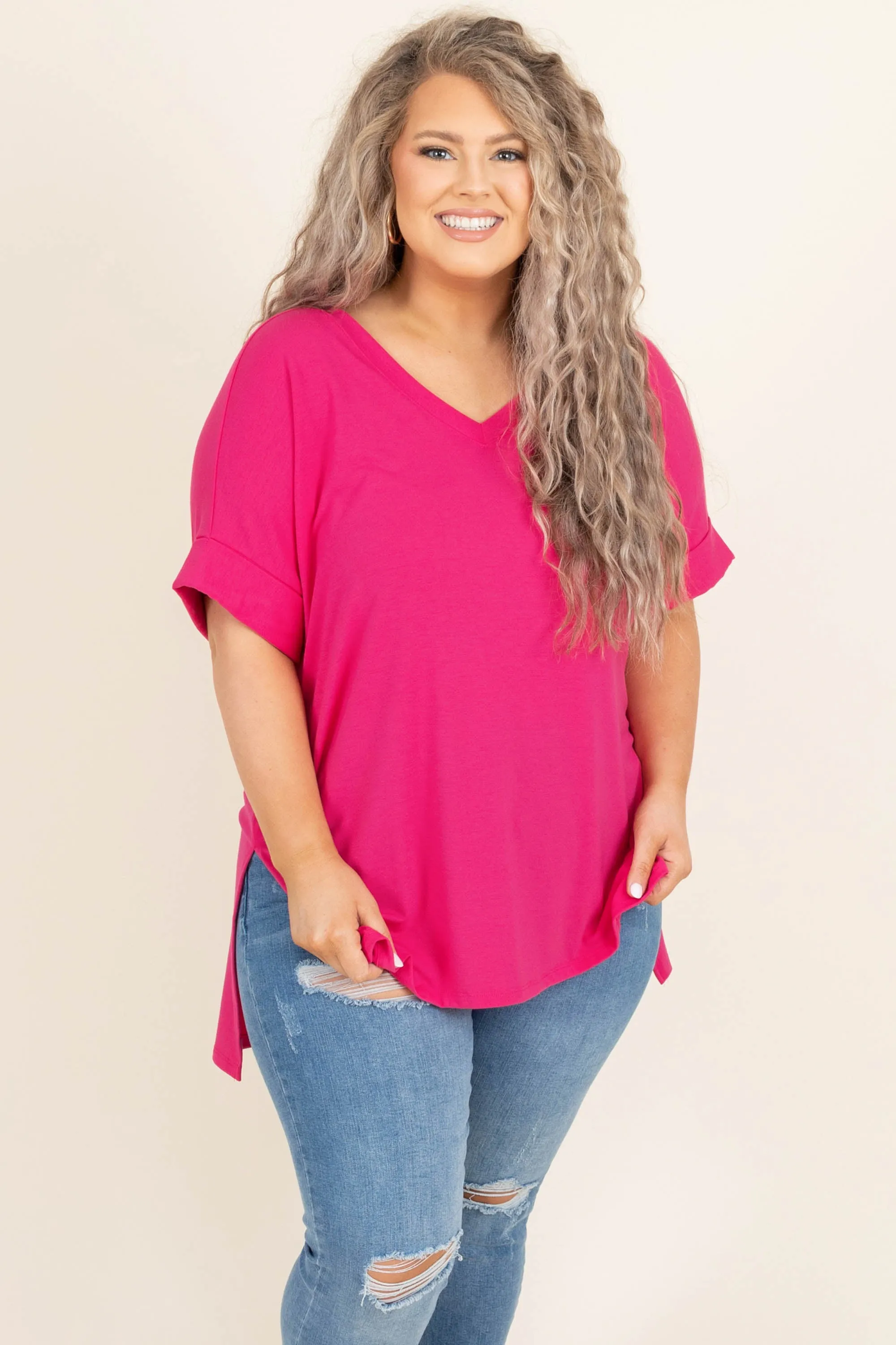 Comfy Travels Top, Hot Pink