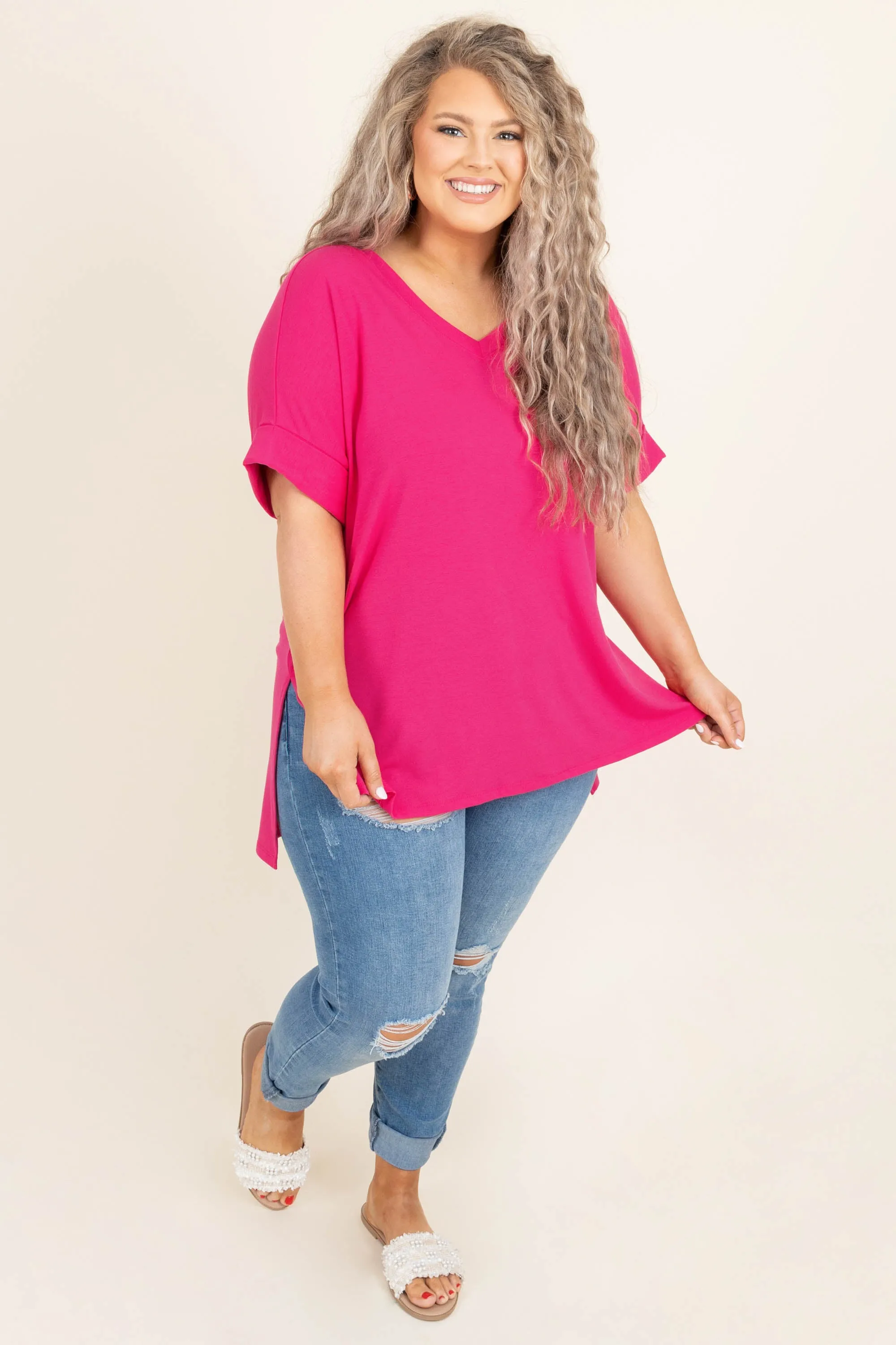 Comfy Travels Top, Hot Pink