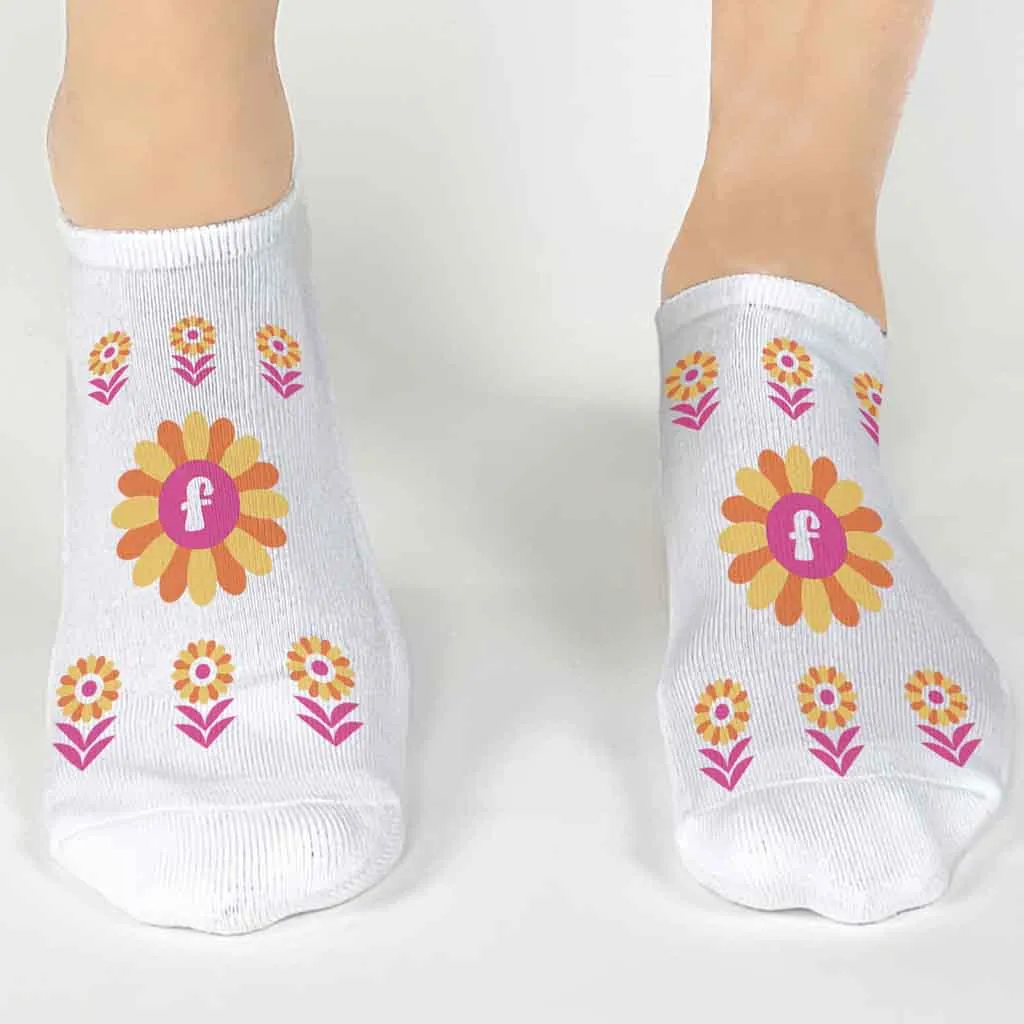 Custom Floral Pop Monogram Sock Gift Box For Women