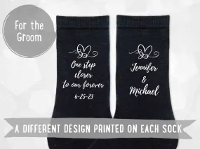 Customized Wedding Socks for the Groom - One Step Closer