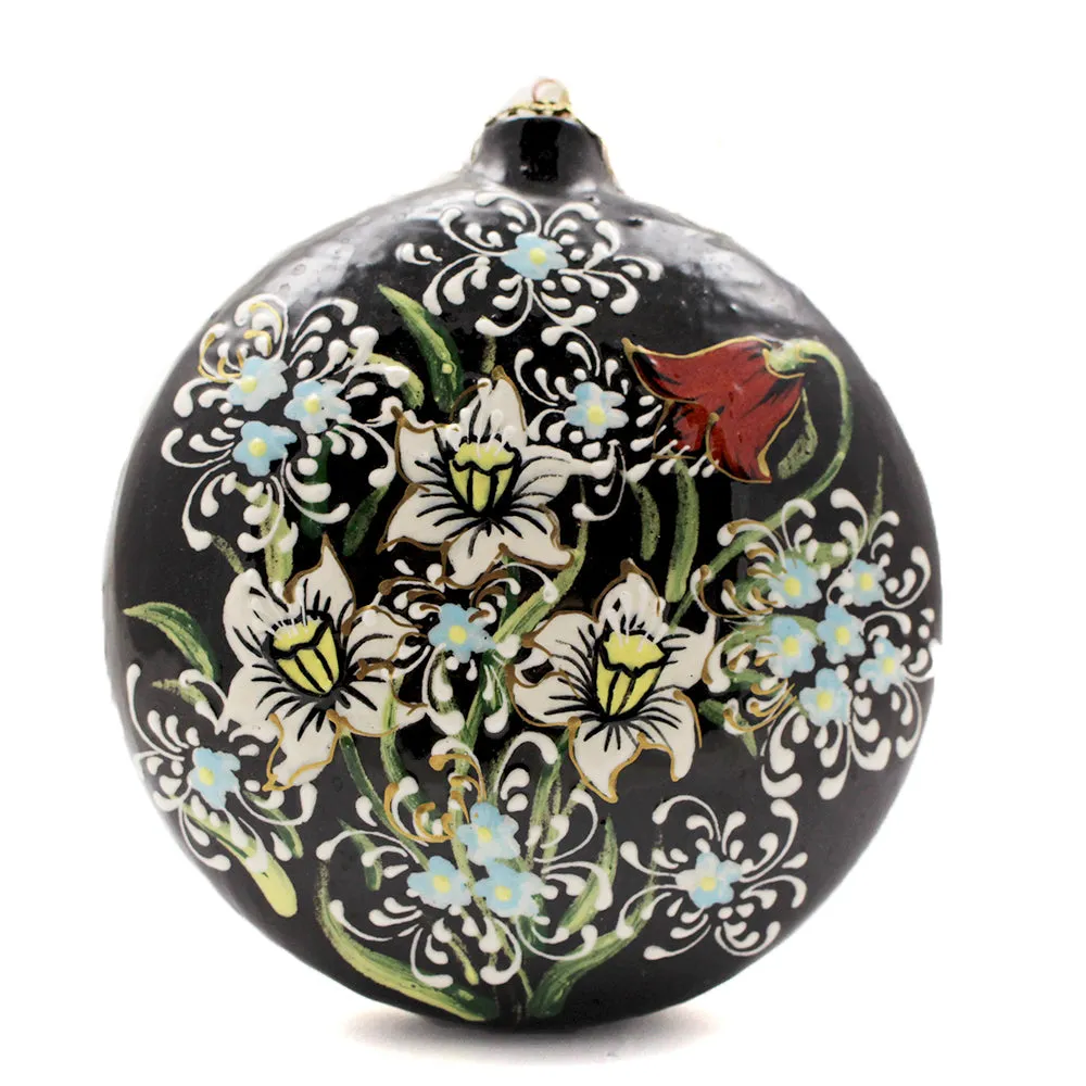 Daffodils and Spring Flowers Large Round Ceramic Ornament