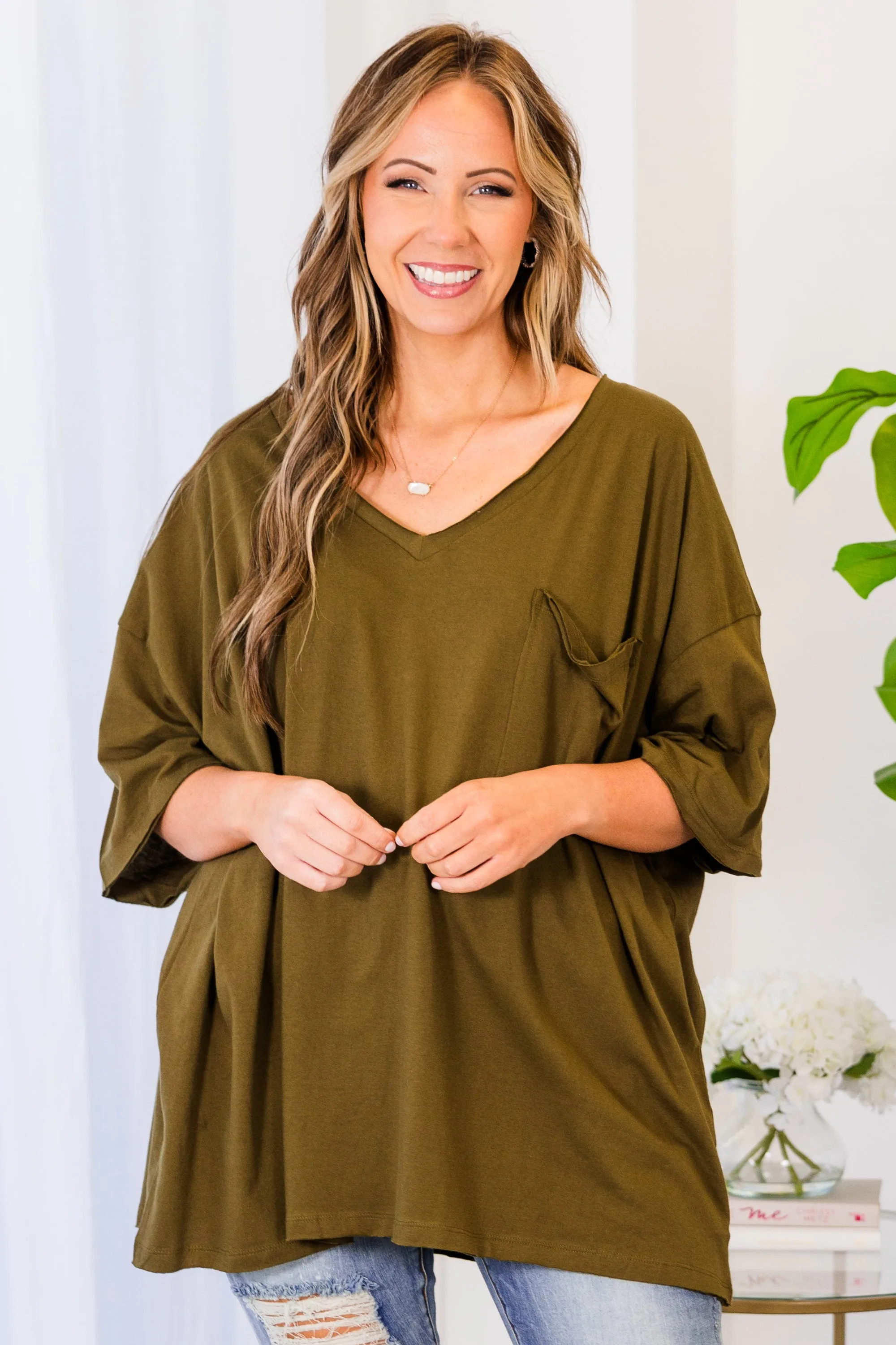 Dancing In The Mirror Top, Dusty Olive