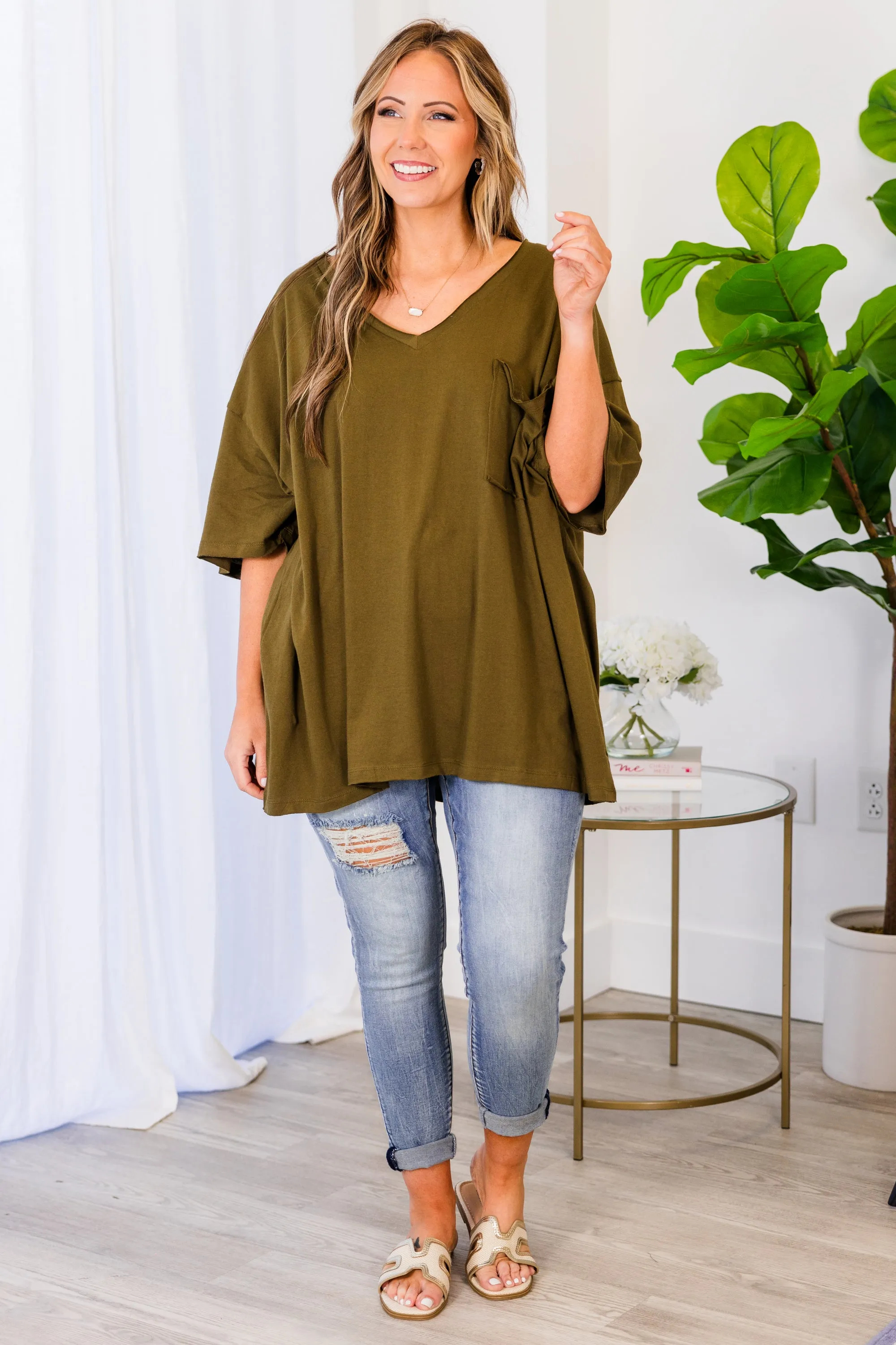 Dancing In The Mirror Top, Dusty Olive