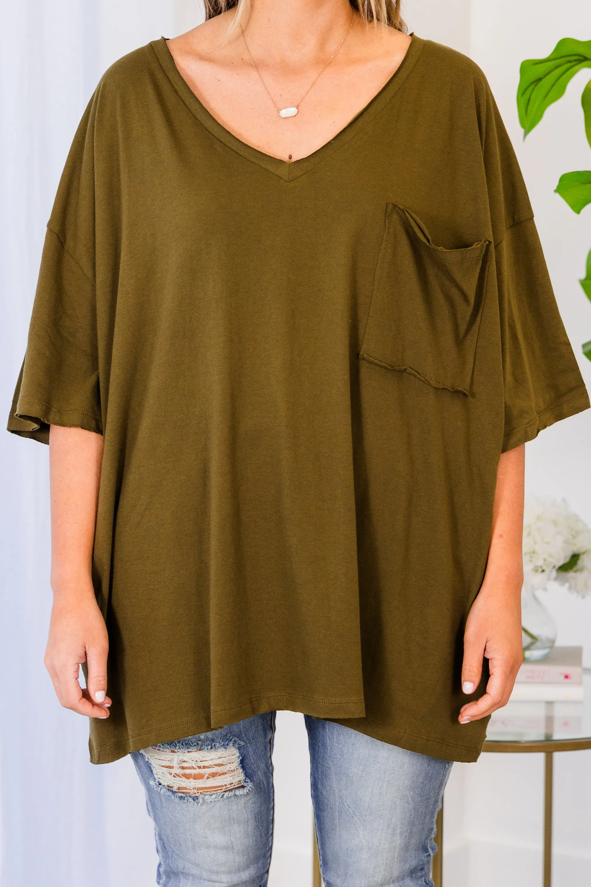 Dancing In The Mirror Top, Dusty Olive