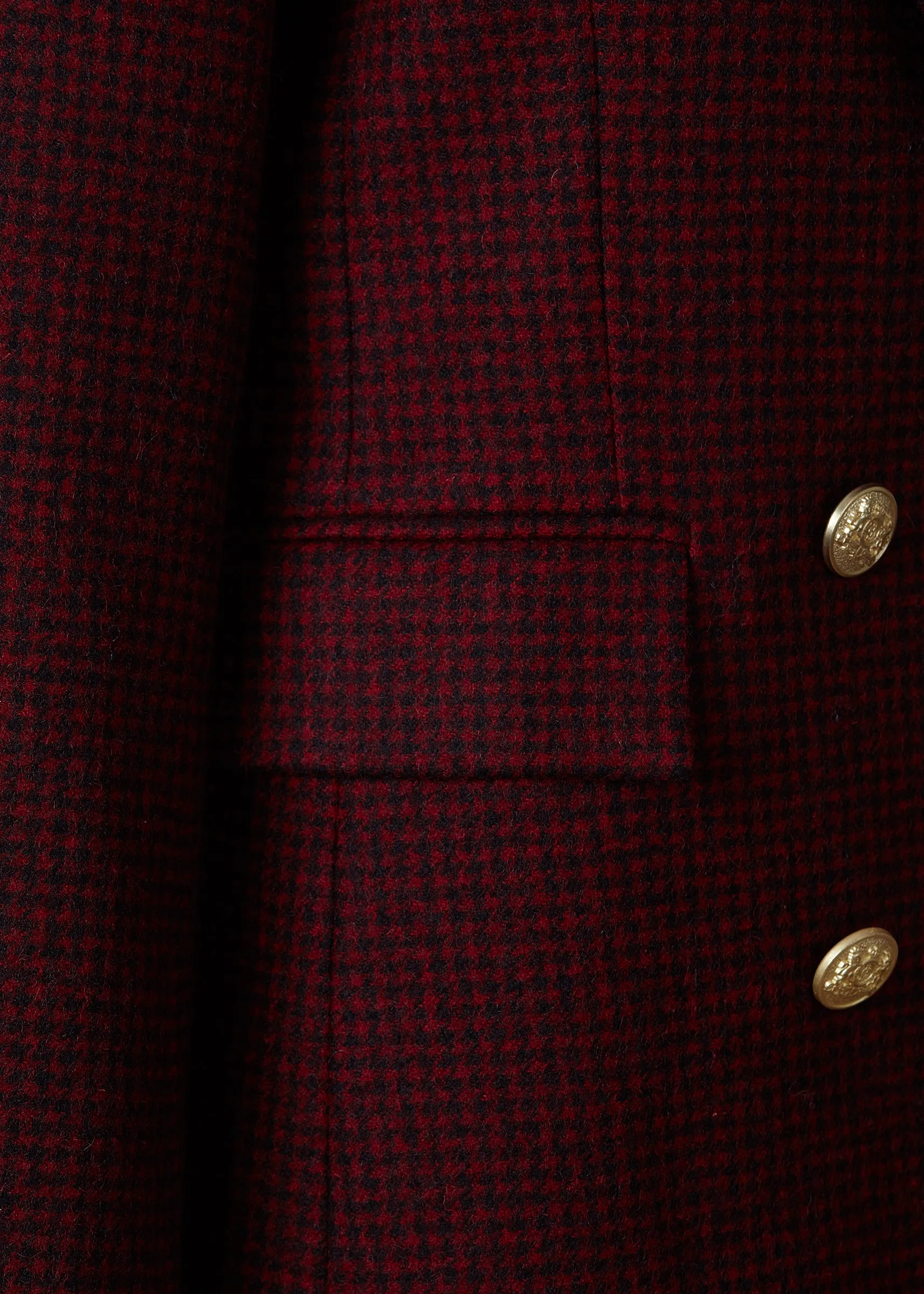 Double Breasted Blazer (Deep Red Houndstooth)