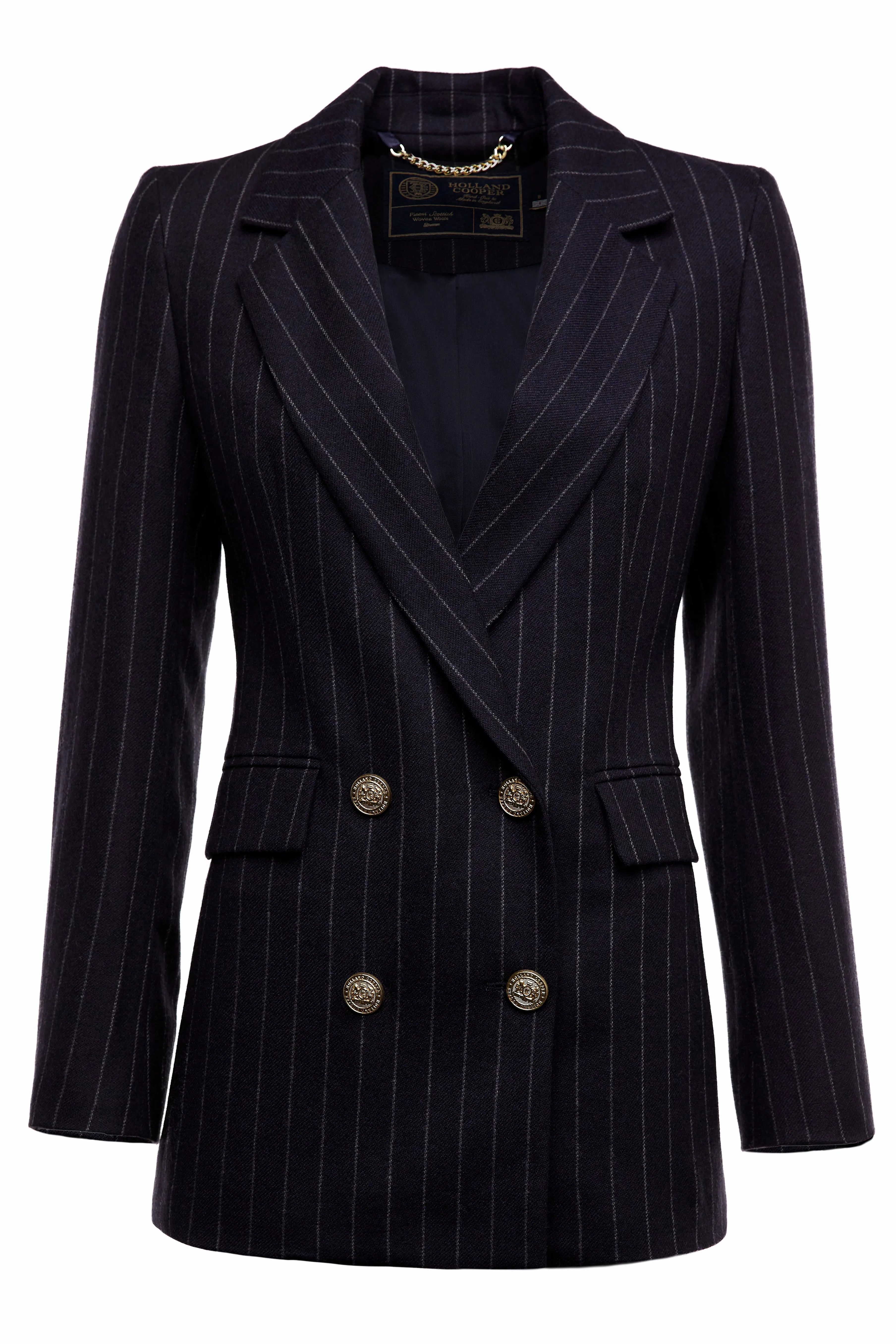 Double Breasted Blazer (Navy Chalk Pinstripe)