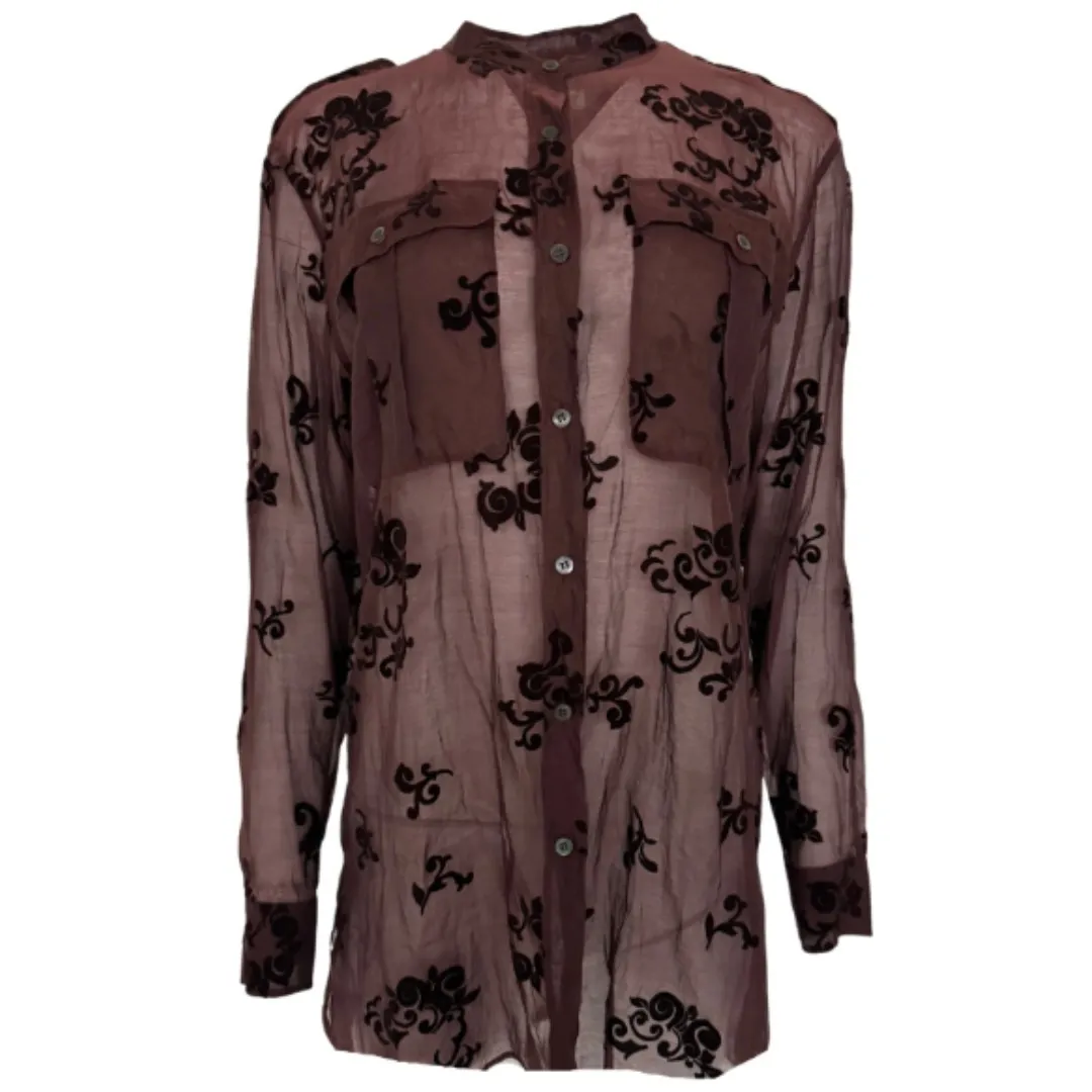 Dries Van Noten  |Flower Patterns Casual Style Silk Long Sleeves Cotton