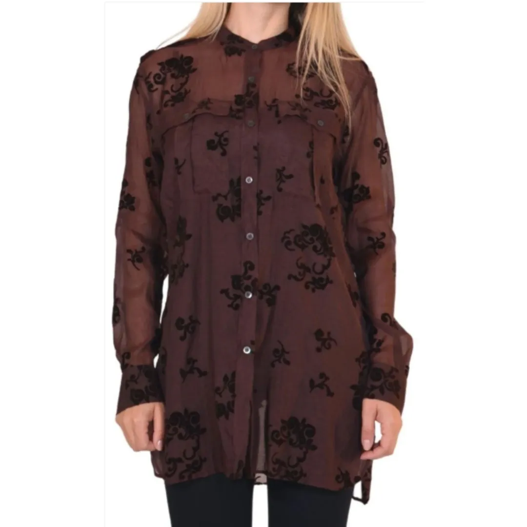 Dries Van Noten  |Flower Patterns Casual Style Silk Long Sleeves Cotton