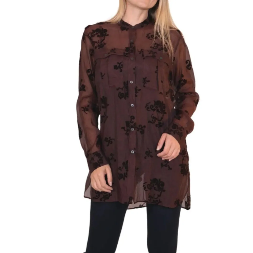 Dries Van Noten  |Flower Patterns Casual Style Silk Long Sleeves Cotton