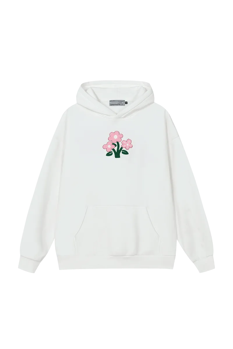 Floral Knit Hooded Pullover Sweater