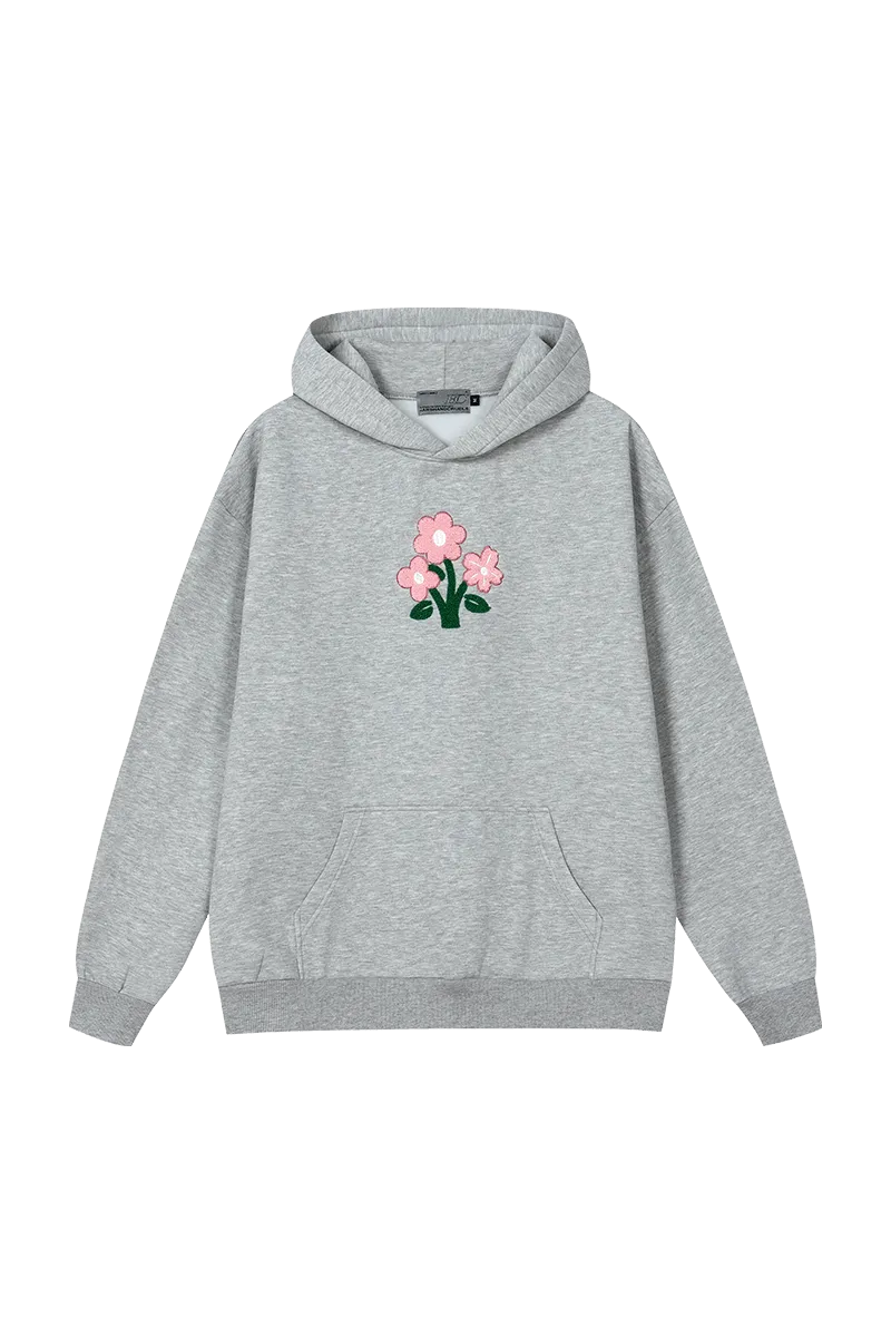 Floral Knit Hooded Pullover Sweater